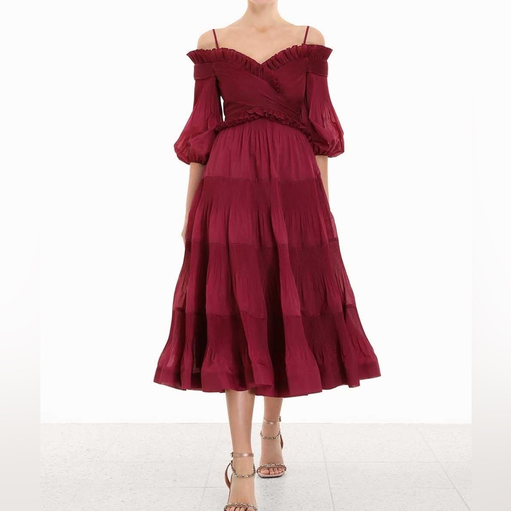 NWT Zimmermann Pleated Off Shoulder Midi size 1